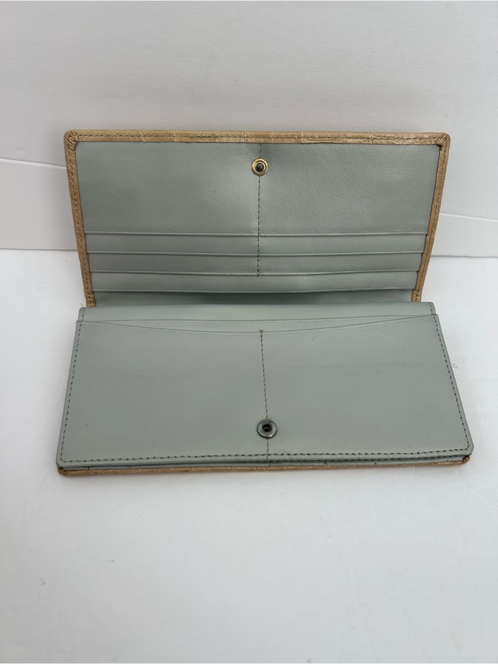 Vintage Roberta di Camerino Croc Embossed Wallet Beige Ivory RC Logo w/ COA - Picture 5 of 11